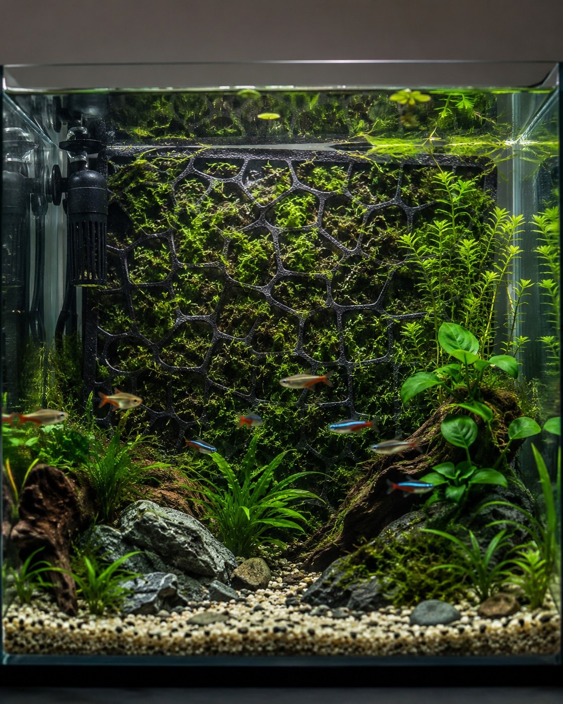 Moosrückwand im Aquarium
